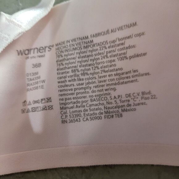 Warners Bra 36B Womens Underwired Padded Light Pink Adjustable Straps - Picture 7 of 8